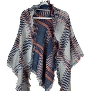 NWT BP Nordstrom Scarf Wrap Lightweight Reversible Loose Weave Triangle Blue OS